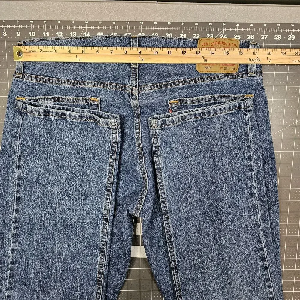 Levis 559 Jeans 33x34 Blue Loose Relaxed Baggy Straight Y2K Streetwear Workwear